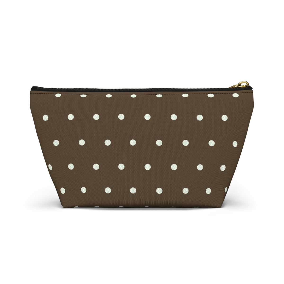 Brown Polka Dot Accessory Pouch — T‑Bottom Makeup Bag