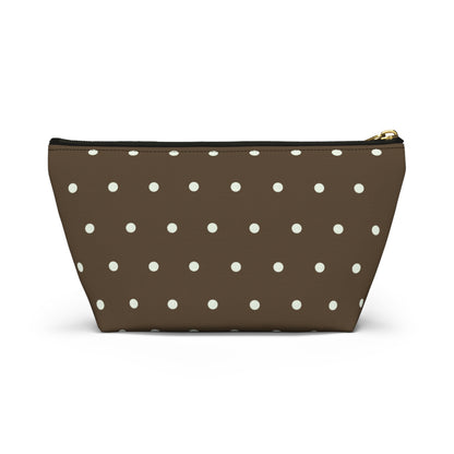 Brown Polka Dot Accessory Pouch — T‑Bottom Makeup Bag