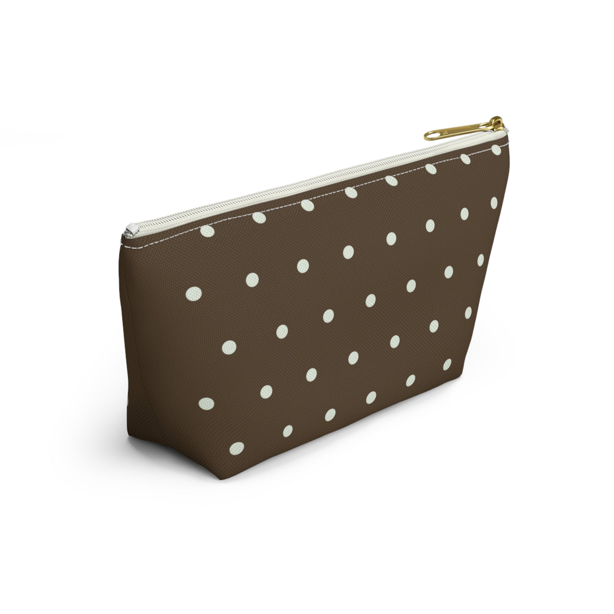 Brown Polka Dot Accessory Pouch — T‑Bottom Makeup Bag