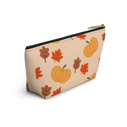 Pumpkin & Leaves Accessory Pouch with T Bottom