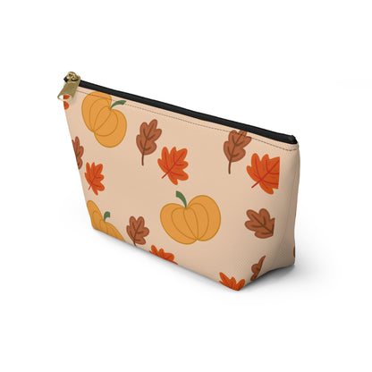 Pumpkin & Leaves Accessory Pouch with T Bottom