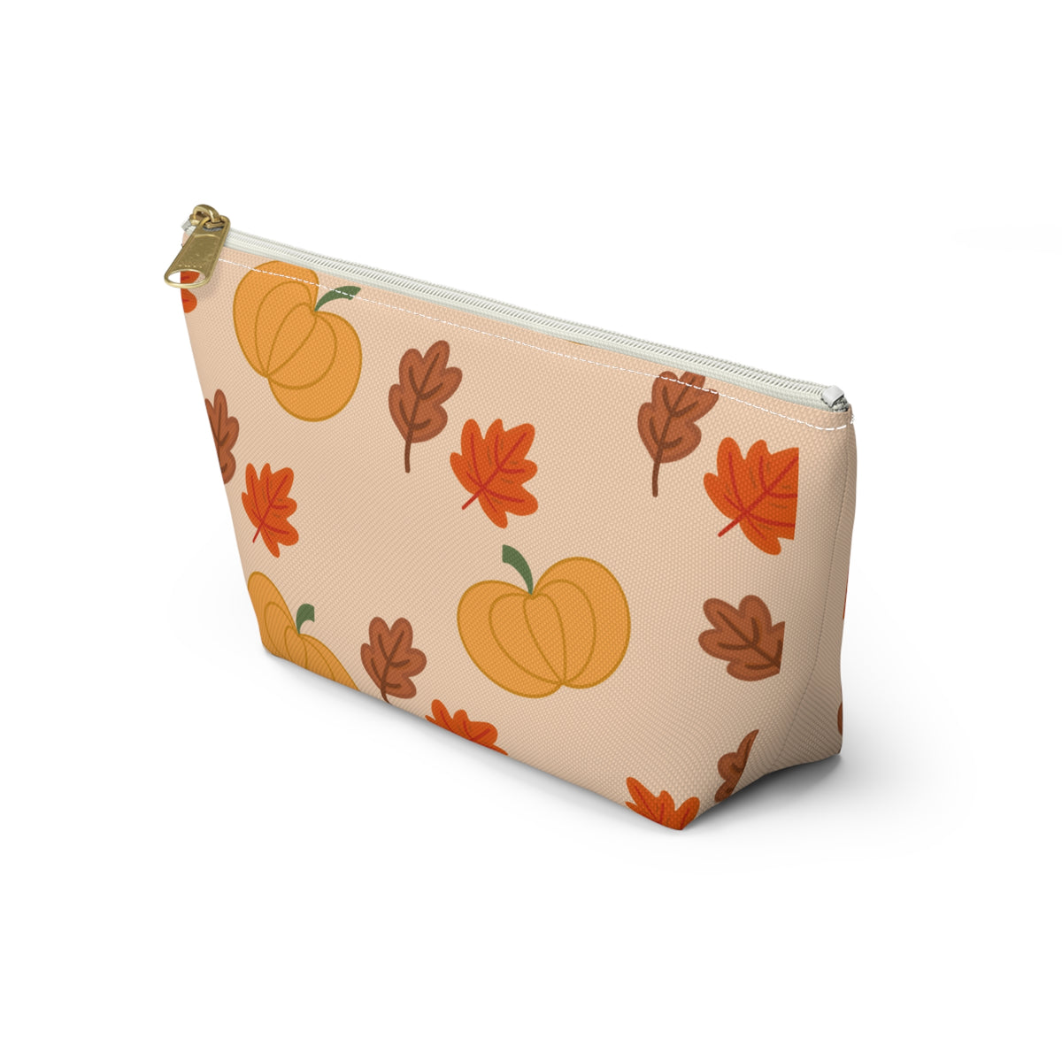 Pumpkin & Leaves Accessory Pouch with T Bottom