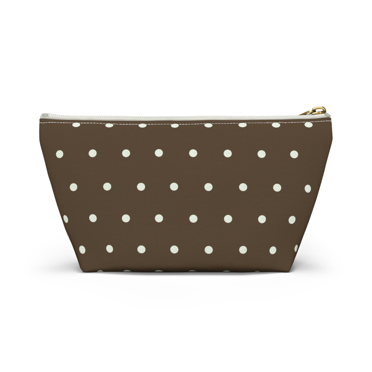 Brown Polka Dot Accessory Pouch — T‑Bottom Makeup Bag