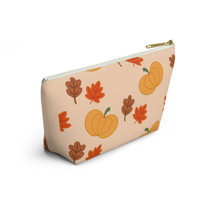 Pumpkin & Leaves Accessory Pouch with T Bottom