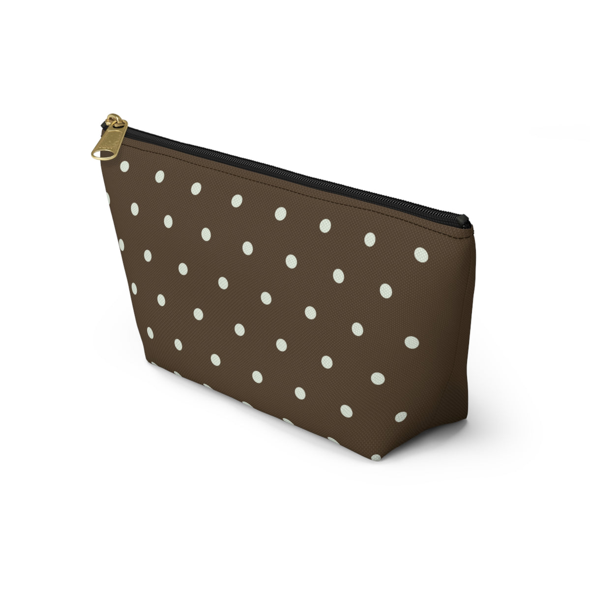 Brown Polka Dot Accessory Pouch — T‑Bottom Makeup Bag