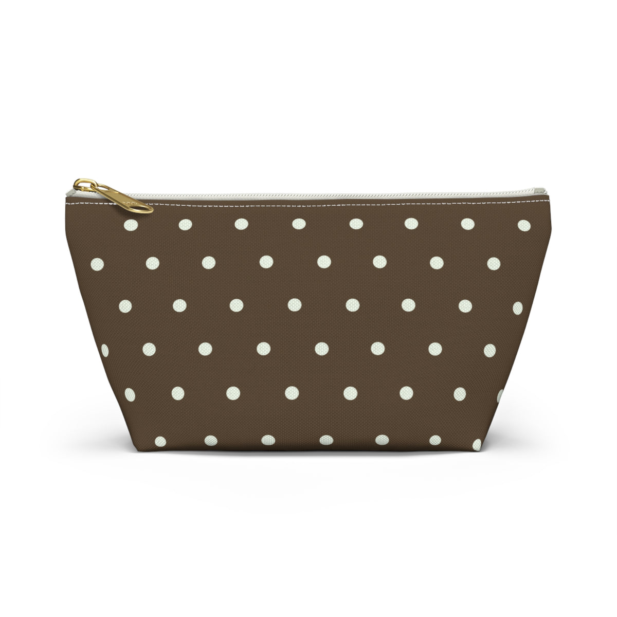 Brown Polka Dot Accessory Pouch — T‑Bottom Makeup Bag