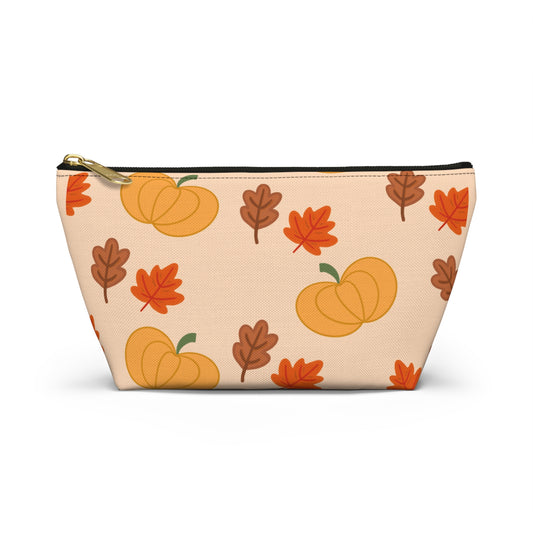 Pumpkin & Leaves Accessory Pouch with T Bottom